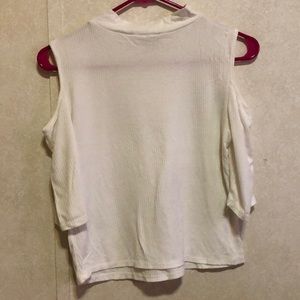 hi neck cold shoulder rubbed top